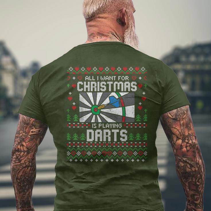 All I Want For Christmas Is Playing Darts Ugly Xmas Sweater T-Shirt mit Rückendruck Geschenke für alte Männer