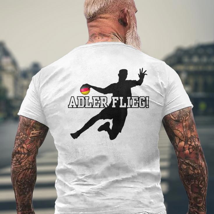 Adler Flieg Handball Fan Outfit Gray T-Shirt mit Rückendruck Geschenke für alte Männer