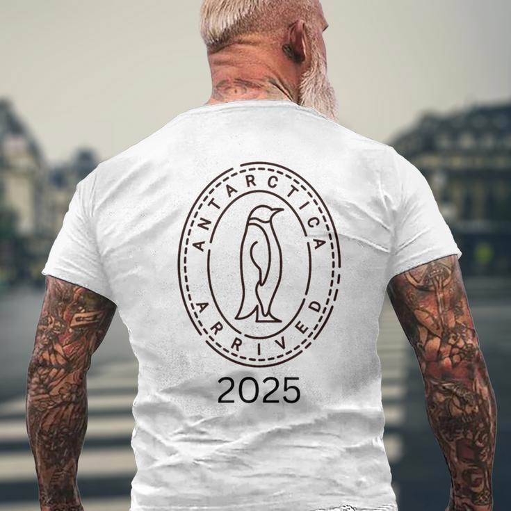 Angekommen In Der Antarctic 2025 Gray T-Shirt mit Rückendruck Geschenke für alte Männer