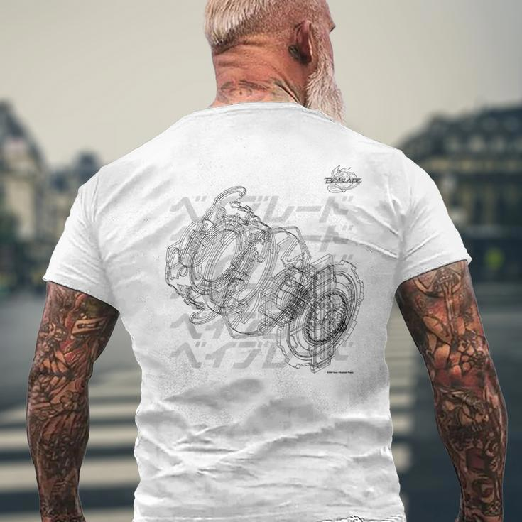 Beyblade Schematic Bey B&W T-Shirt mit Rückendruck Geschenke für alte Männer