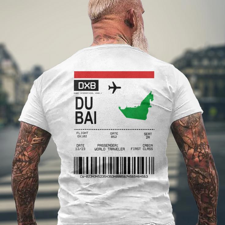 Board Ticket Dubai Dxb Airport Passenger Flight S T-Shirt mit Rückendruck Geschenke für alte Männer