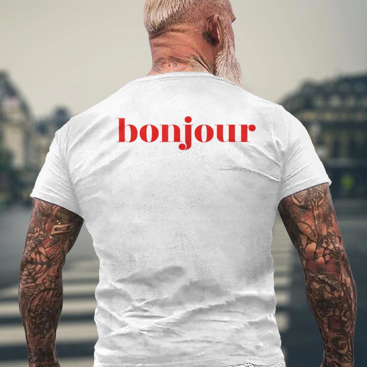 Bonjour For French Lovers Blue T-Shirt mit Rückendruck Geschenke für alte Männer