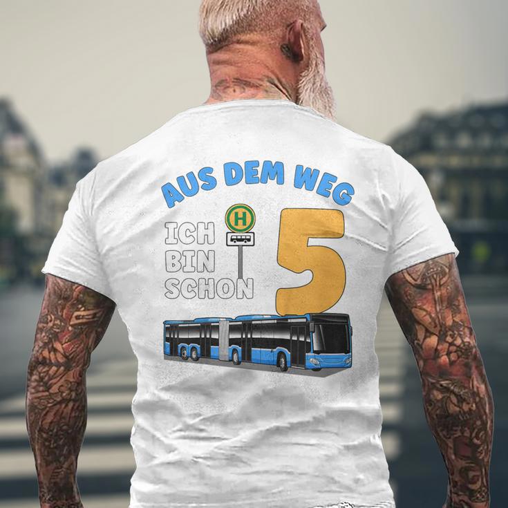 Children's 5 Years Boy Little Bus Driver 5Th Birthday Bus Articulated Bus T-Shirt mit Rückendruck Geschenke für alte Männer