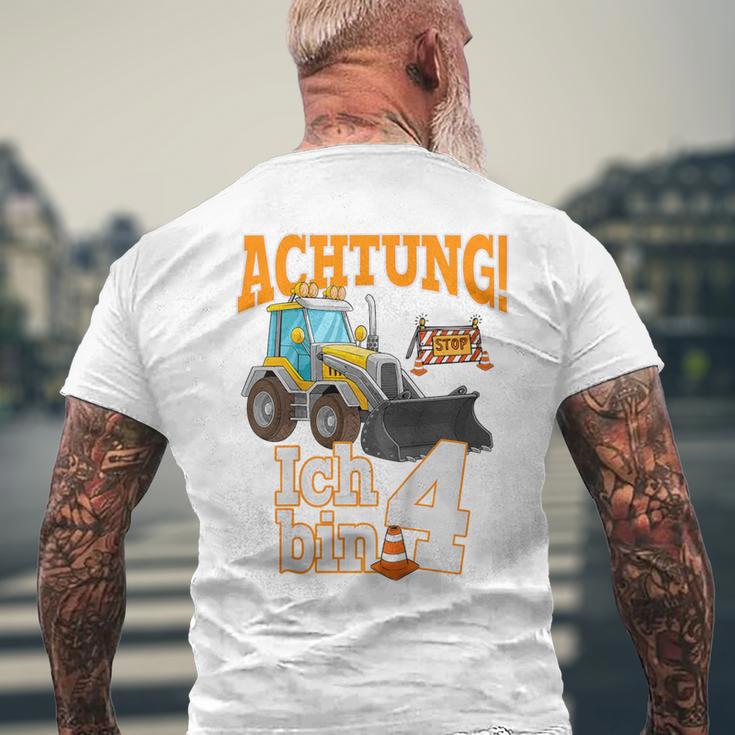 Children's Birthday Digger 4 Years Construction Site 4 Birthday Boy T-Shirt mit Rückendruck Geschenke für alte Männer