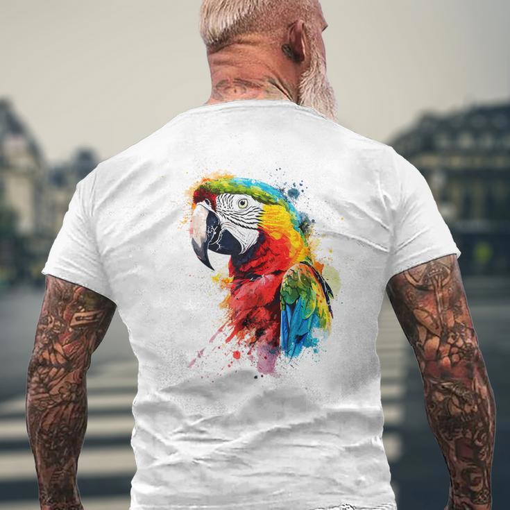 Colourful Parrot Watercolor T-Shirt mit Rückendruck Geschenke für alte Männer