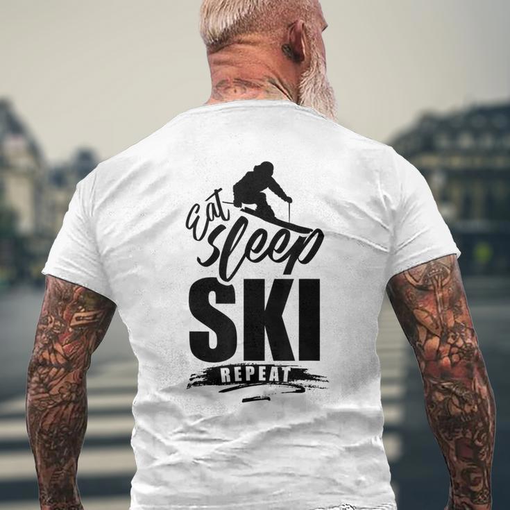 Eat Sleep Ski Repeat Ski T-Shirt mit Rückendruck Geschenke für alte Männer