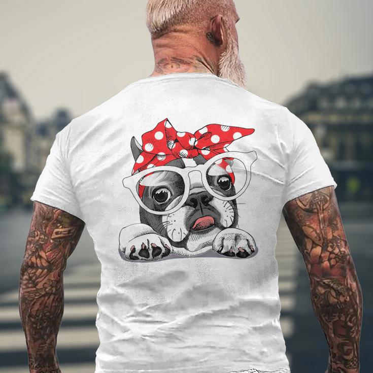 French Bulldog In Headband & Glasses T-Shirt mit Rückendruck Geschenke für alte Männer