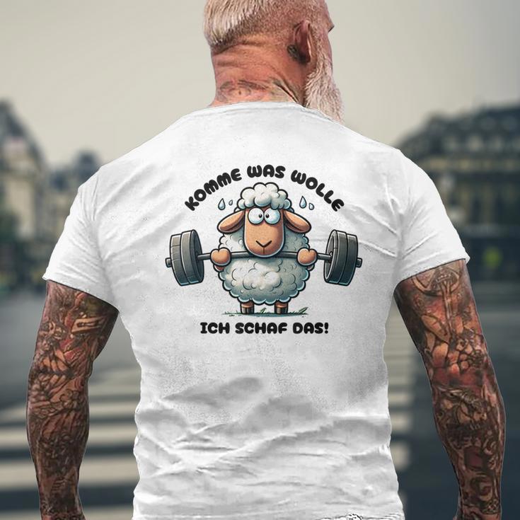 Sheep Motivation Motivational Saying Fun Humour Gray T-Shirt mit Rückendruck Geschenke für alte Männer