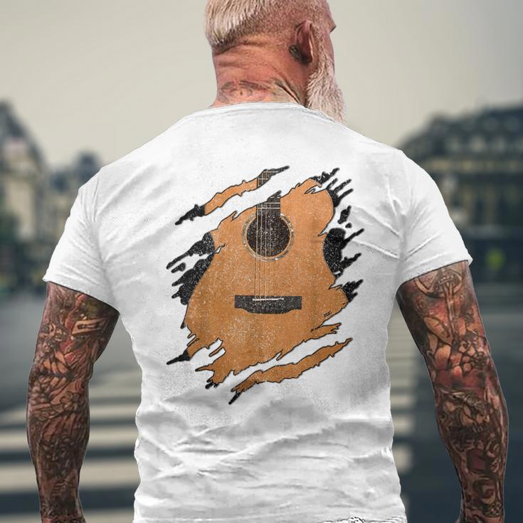 With Guitar Acoustic Music Guitarist Musician Blue T-Shirt mit Rückendruck Geschenke für alte Männer