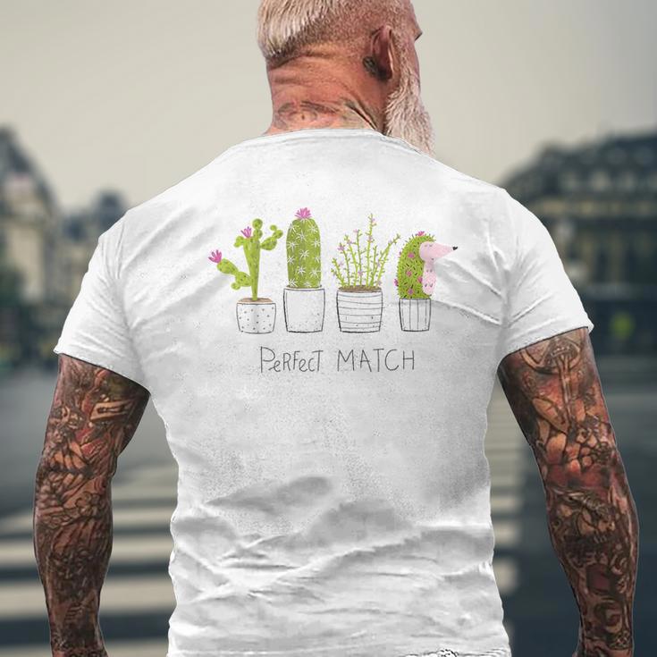 Hedgehog Hedgehog Perfect Match Cacti T-Shirt mit Rückendruck Geschenke für alte Männer