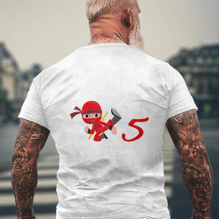 Kinder 5 Geburtstag Junge 5 Jahre Alt Fünfjähriger Ninja Rot T-Shirt mit Rückendruck Geschenke für alte Männer