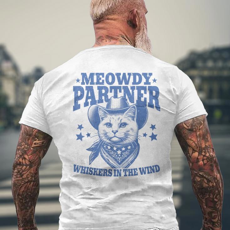 Meowdy Partner Cowboy Catintage Cat T-Shirt mit Rückendruck Geschenke für alte Männer