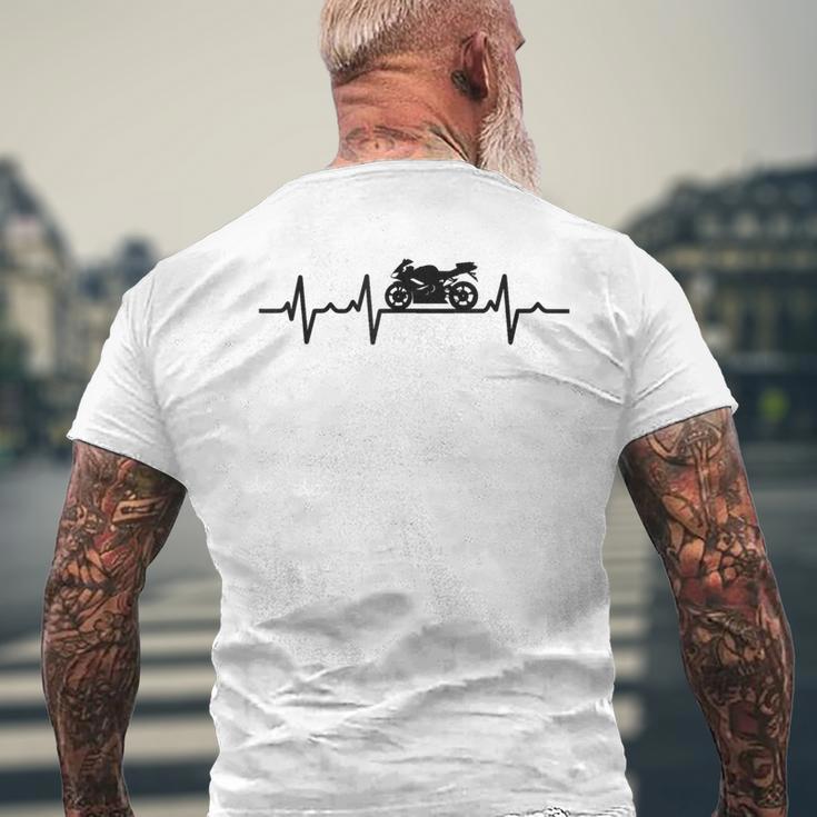 Motorcycle Heartbeat Biker Ecg Heart Rate Motorcycle Biker T-Shirt mit Rückendruck Geschenke für alte Männer