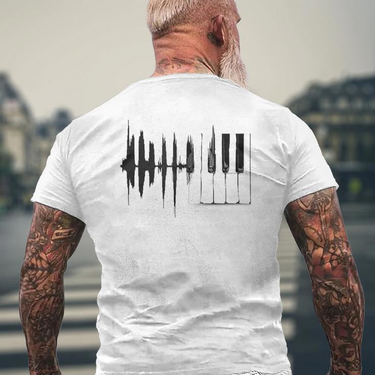 Piano Piano Keys Wings Gray T-Shirt mit Rückendruck Geschenke für alte Männer