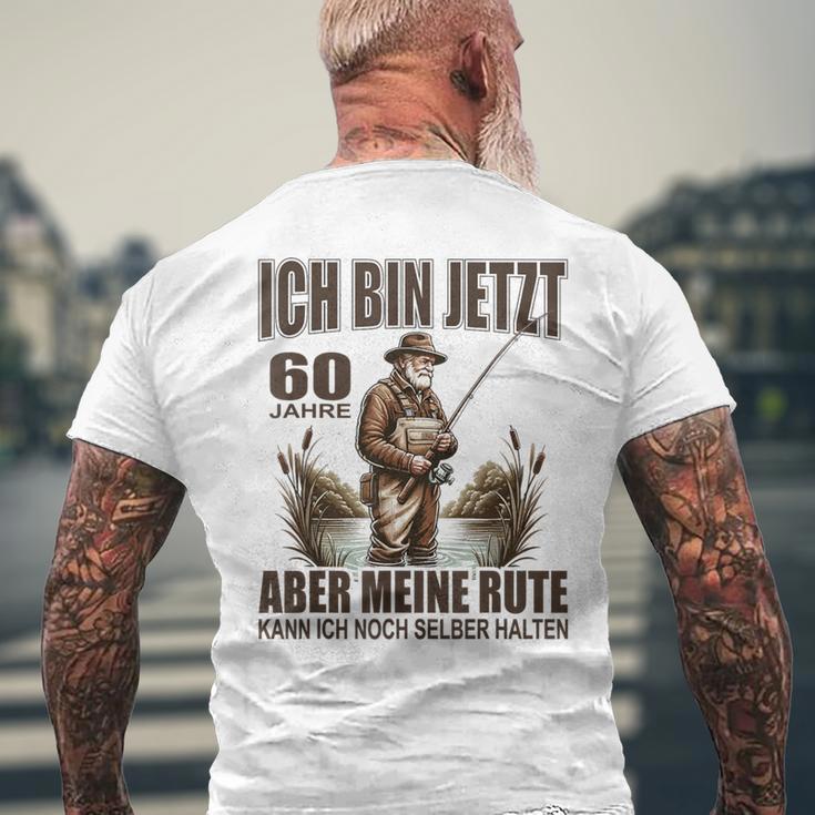 Rentner Anglerspruch For 60Th Birthday Angler Silver T-Shirt mit Rückendruck Geschenke für alte Männer