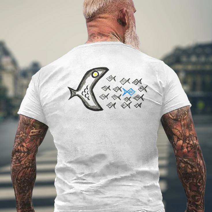 Smilo & Bron With Fish Motif Gray T-Shirt mit Rückendruck Geschenke für alte Männer