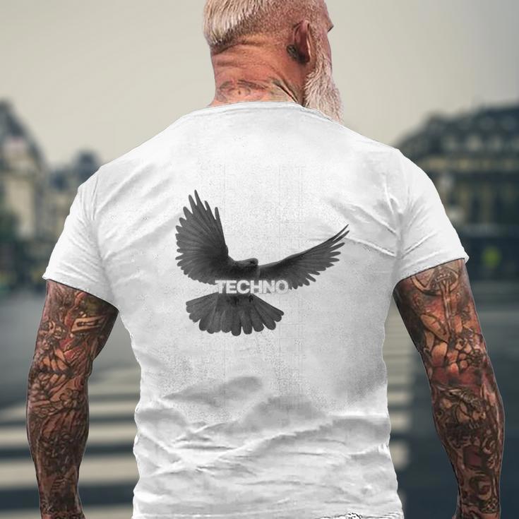 Techno Holy Spirit Rave Bird Raabe Hardtechno Deep Trance T-Shirt mit Rückendruck Geschenke für alte Männer