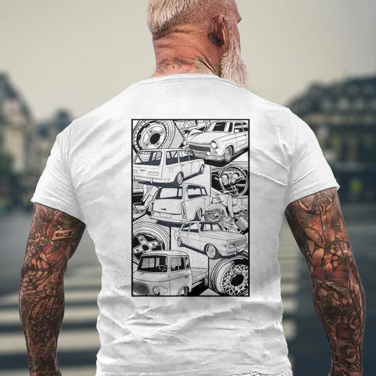 Trabi Simmib1000 Stickerbomb Ifaeb Ddr T-Shirt mit Rückendruck Geschenke für alte Männer