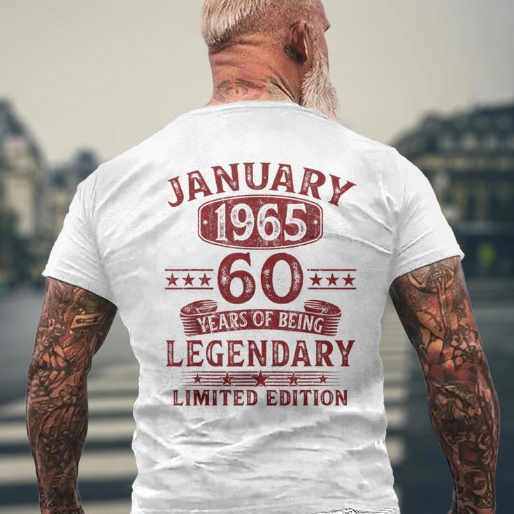 Vintage January 1965 60Th Birthday T-Shirt mit Rückendruck Geschenke für alte Männer