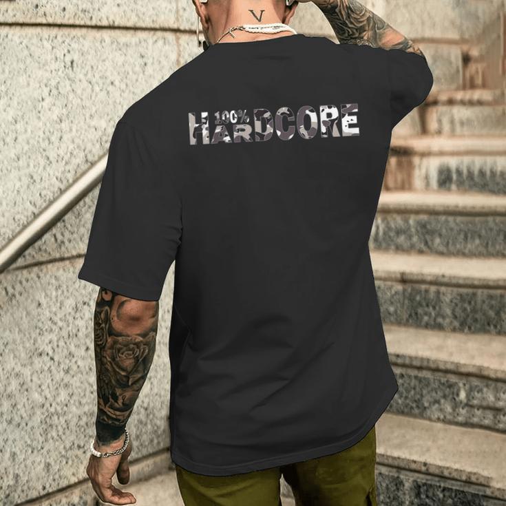 100 Hardcore Camouflage For Festivals T-Shirt mit Rückendruck Geschenke für Ihn