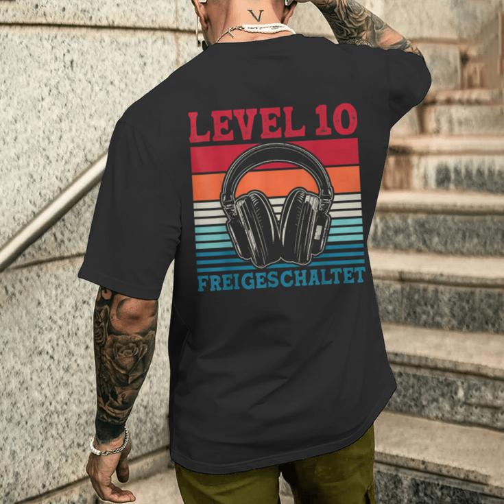 10Th Birthday Boysideo Gamer Level 10 Unlocked Boys T-Shirt mit Rückendruck Geschenke für Ihn