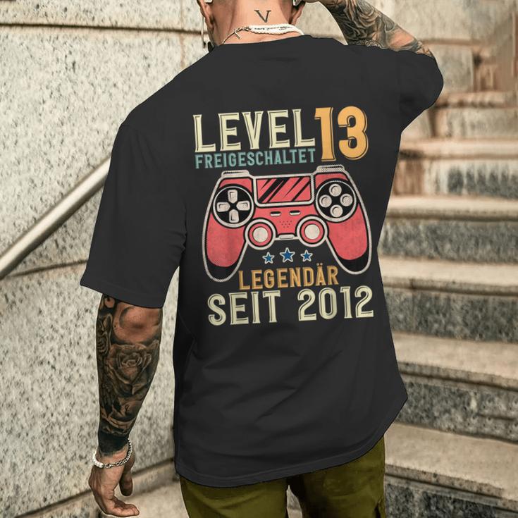 13Th Birthdayideo Gamer Level 13 Unlockedintage T-Shirt mit Rückendruck Geschenke für Ihn