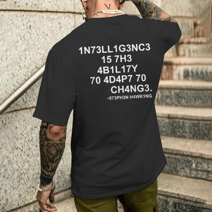 1N73ll1g3nc3 15 7H3 4B1l17y 70 4D4p7 70 Ch4ng3 Science S T-Shirt mit Rückendruck Geschenke für Ihn