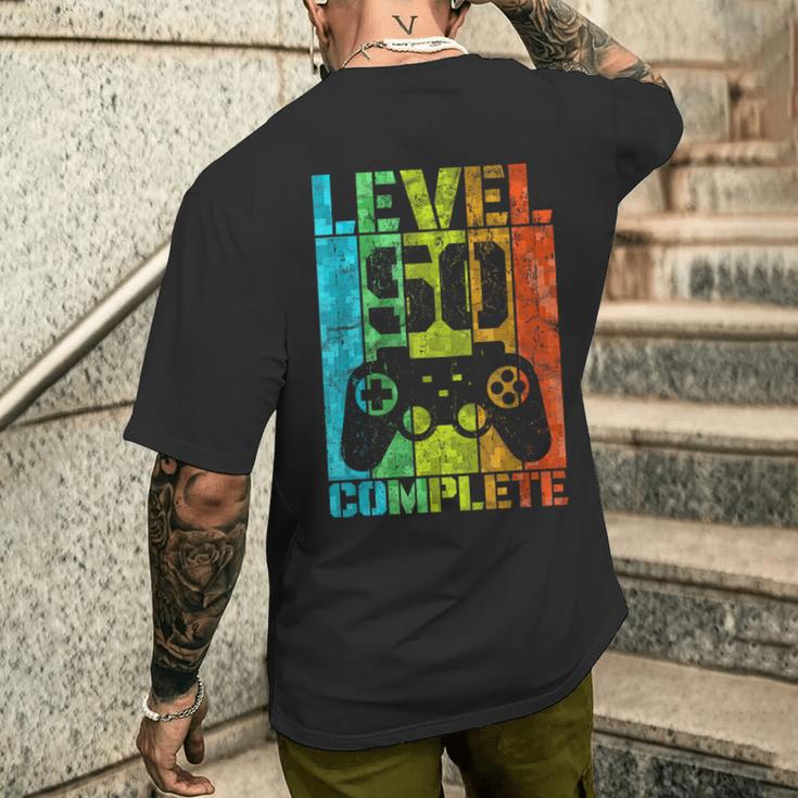 50Th Birthday Man Gamer Level Complete 50 Years T-Shirt mit Rückendruck Geschenke für Ihn