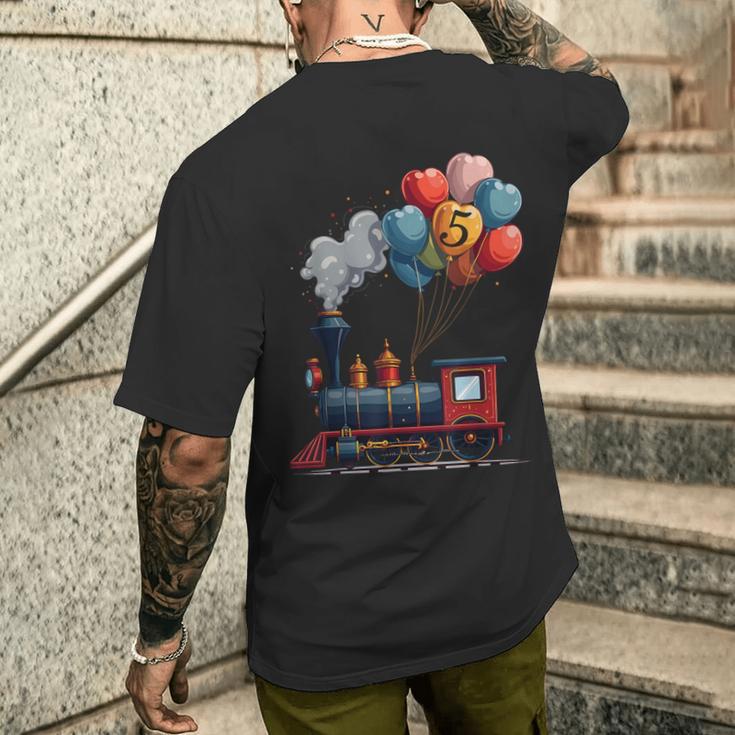 All Aboard 5Th Birthday Train T-Shirt mit Rückendruck Geschenke für Ihn