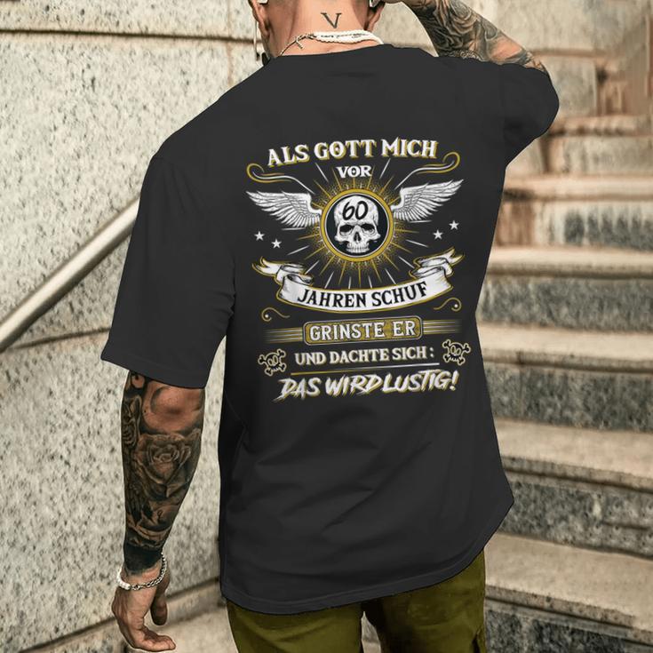 Als Gott Michor 60 Jahren Schuf Grinste Er 60Th Birthday S T-Shirt mit Rückendruck Geschenke für Ihn