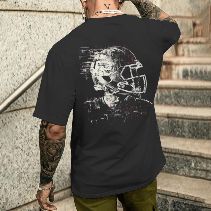 American Football Helmet Linemen T-Shirt mit Rückendruck Geschenke für Ihn