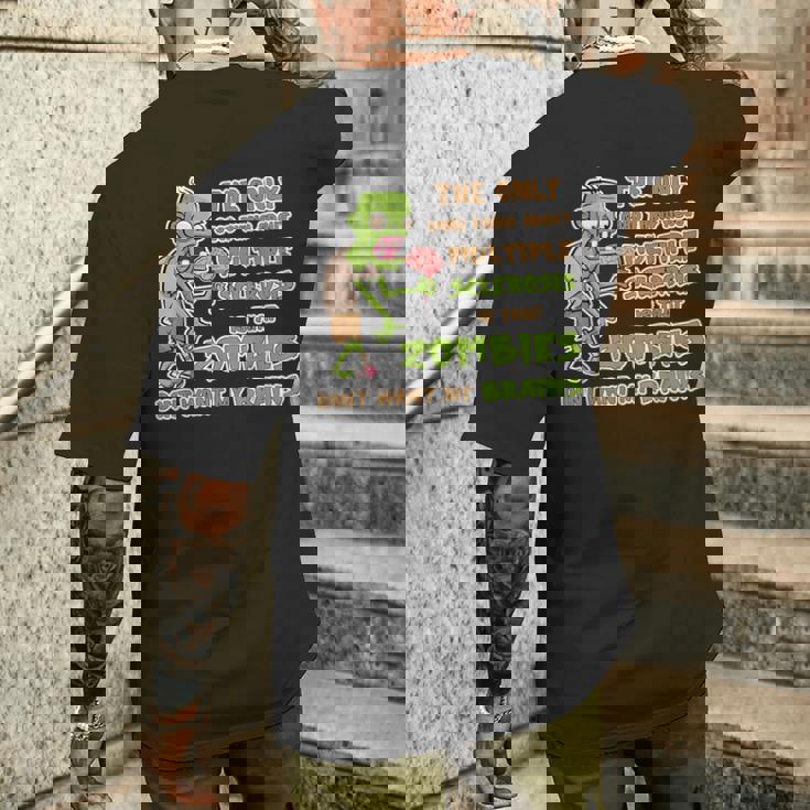 Apoya La Conciencia De La Esclerosis Múltiple Cerebros Divertidos Zombies Camiseta Hombre Estampado Espalda Regalos para él