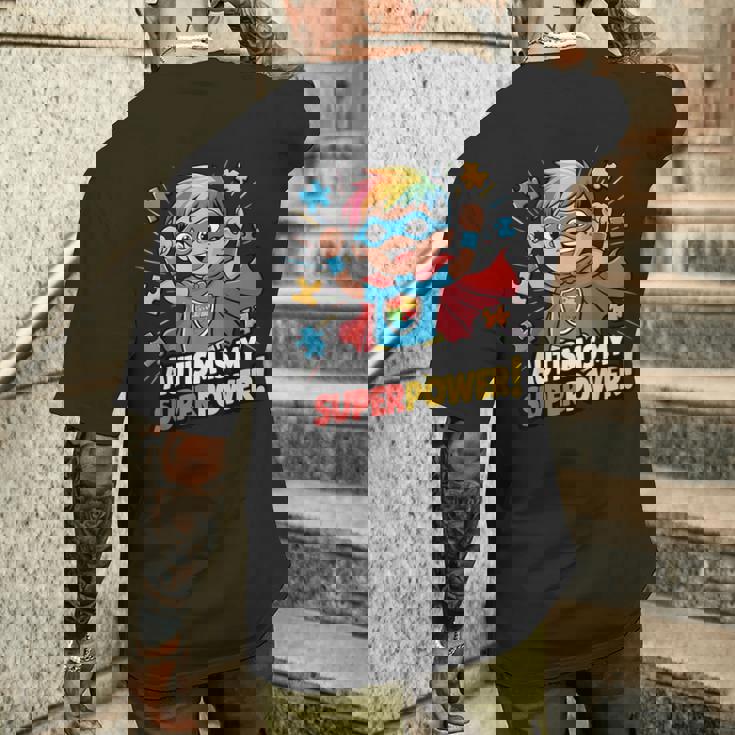 Autism Is My Super Power Superhero Autism Awareness Boys Men's T-shirt Back Print Gifts for Him