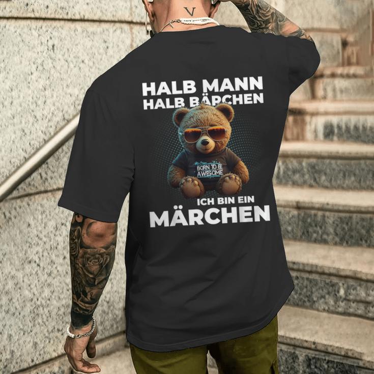 Bear Half Man Half Bear Fairy Tale Partner T-Shirt mit Rückendruck Geschenke für Ihn