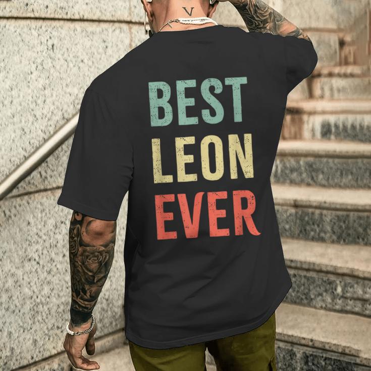 Best Leon Ever First Name T-Shirt mit Rückendruck Geschenke für Ihn