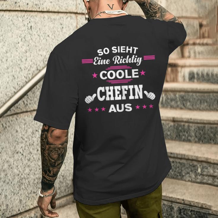 Beste Chefin So Sieht Eine Richtig Coole Chefin German T-Shirt mit Rückendruck Geschenke für Ihn