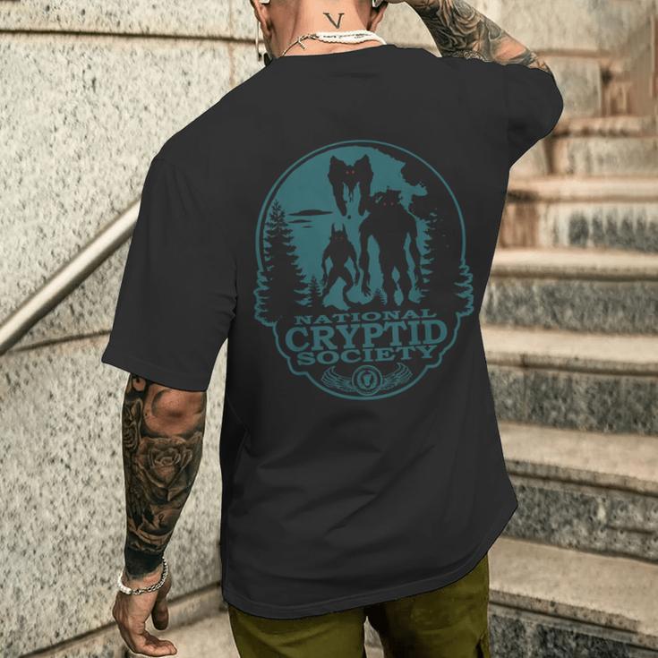 Bigfoot Dogman Mothman Ufo National Cryptid Society Crest T-Shirt mit Rückendruck Geschenke für Ihn