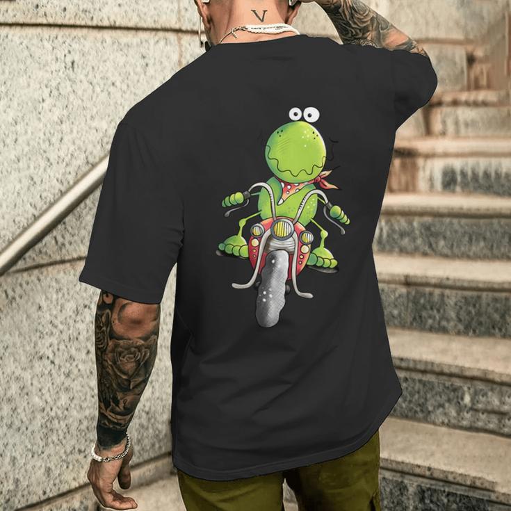 Biker Frog I Motorcyclist Fun Motorcycle T-Shirt mit Rückendruck Geschenke für Ihn