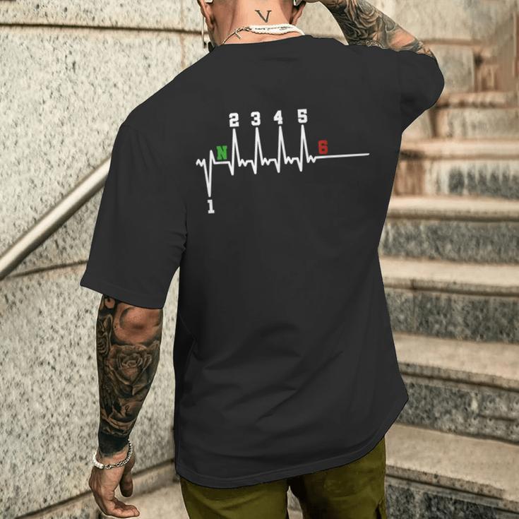 Biker Saying Motorcycle 1N23456 Ecg Heartbeat Motorcycle Biker T-Shirt mit Rückendruck Geschenke für Ihn