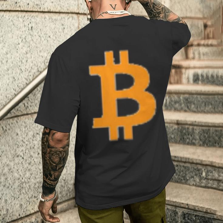 Bitcoin Logo Small Simple Subtle Little Centred T-Shirt mit Rückendruck Geschenke für Ihn