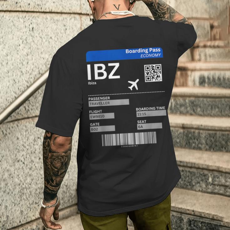 Boarding Pass Ibiza Ibz Flight Ticket Ibiza T-Shirt mit Rückendruck Geschenke für Ihn