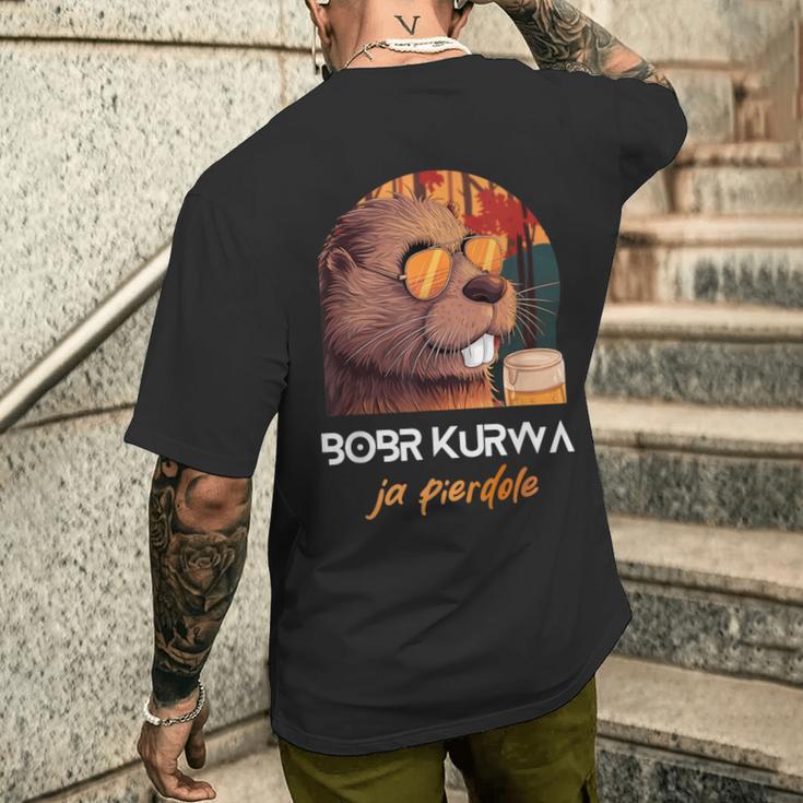 Bober Kurwa Polish Beaver Meme Bobr Ja Pierdole T-Shirt mit Rückendruck Geschenke für Ihn