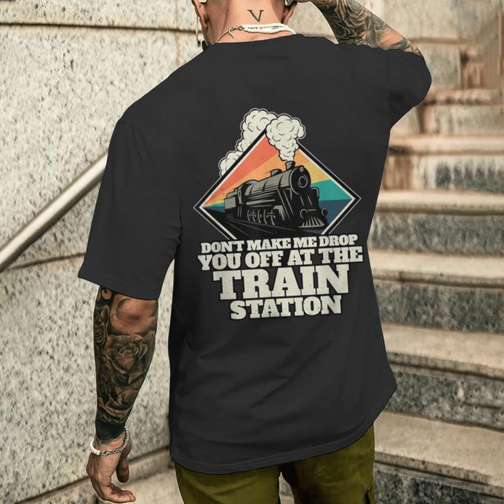 Bring Him Zum Bahnhof Train Yellowstone T-Shirt mit Rückendruck Geschenke für Ihn