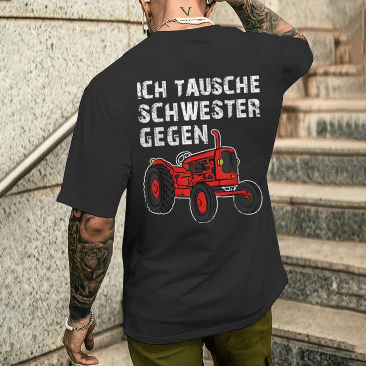 With Brother Siblings Family Tractor Stolzer Bruder T-Shirt mit Rückendruck Geschenke für Ihn