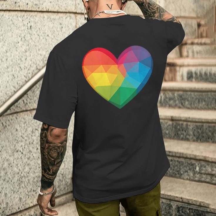 Buntes Herz Regenbogen T-Shirt mit Rückendruck Geschenke für Ihn