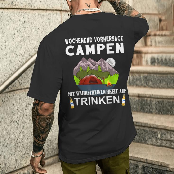 Camping Camping Weekend Forecast Drinking Alcohol Saufen T-Shirt mit Rückendruck Geschenke für Ihn