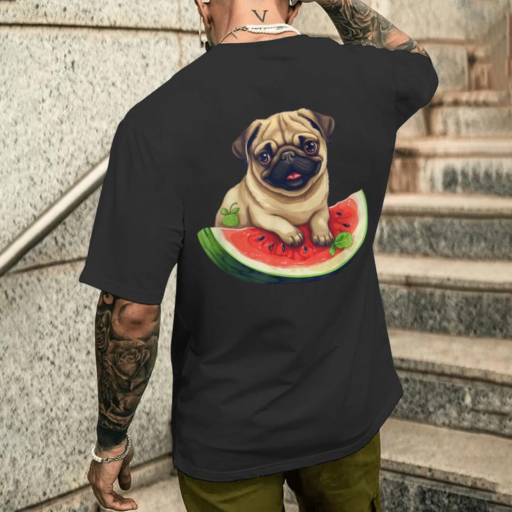 Carlin Rouge Pastèque Fruits D'été Canine T-shirt imprimé au dos Cadeaux pour lui
