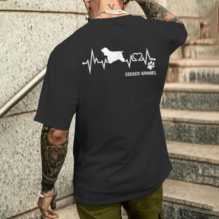 Cocker Spaniel Heartbeat Pulse Dog Ecg Dog Lovers S T-Shirt mit Rückendruck Geschenke für Ihn