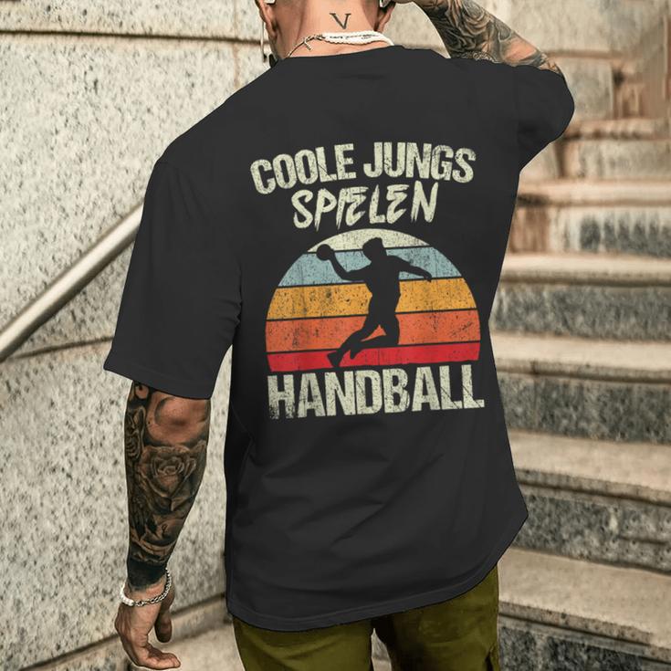 Cool Boys Playing Handball Handballer Boys Children's T-Shirt mit Rückendruck Geschenke für Ihn