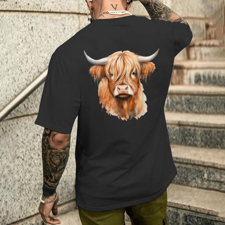 Cow Highland Cow Cow Costume Highland Cow T-Shirt mit Rückendruck Geschenke für Ihn